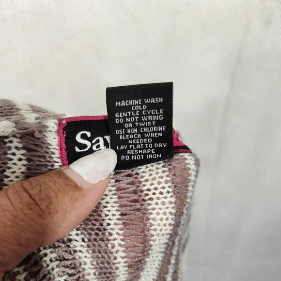 Say What Hooded Cardigan Sweater Open Size 1X Peach Purple Long Sleeve FLAWS - Picture 5 of 7